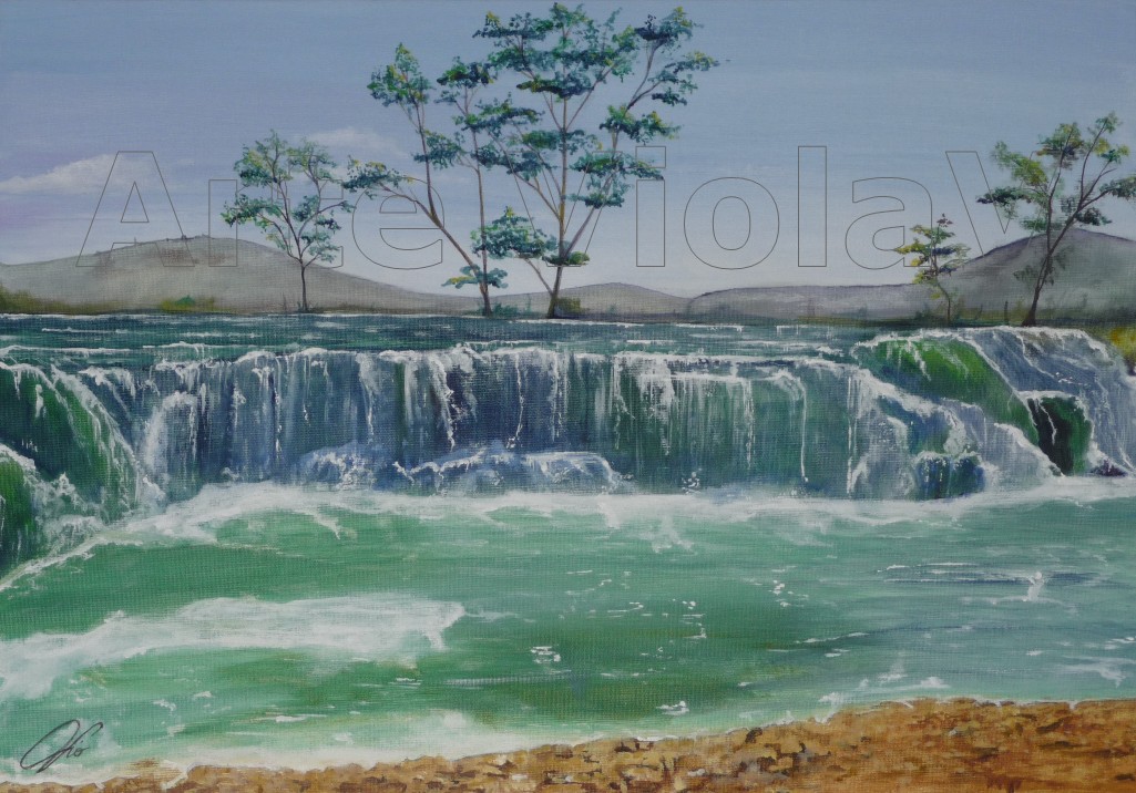 Medjugorje cascata dipinto di Violetta Viola arte ViolaV