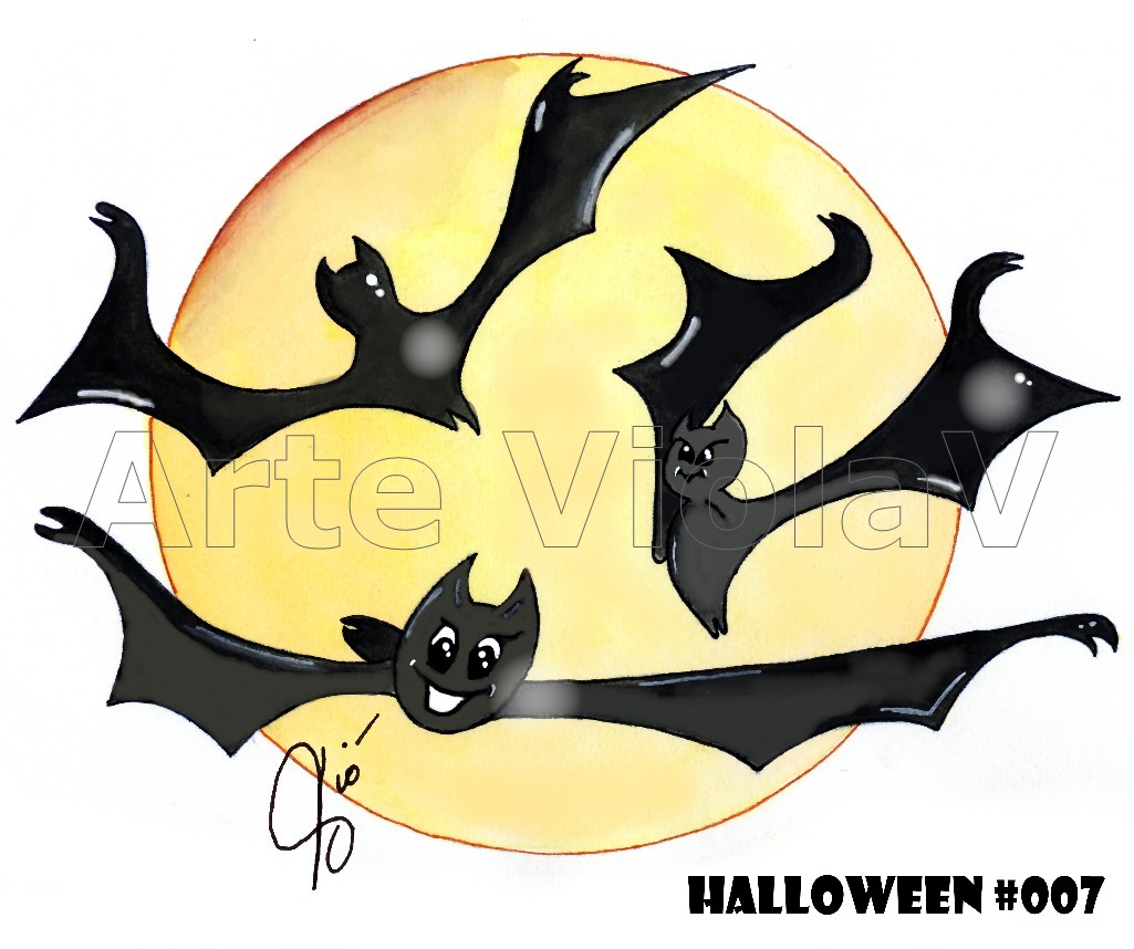 Halloween pipistrelli illustrazioni di Violetta Viola Arte ViolaV
