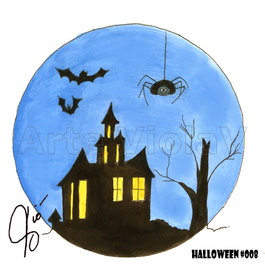 Halloween casa stregata illustrazioni di Violetta Viola Arte ViolaV